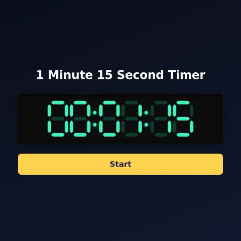The Time and Space Science 1-minute-15-second timer: the digital read-out showing 1 minute 15 seconds and a Start button
