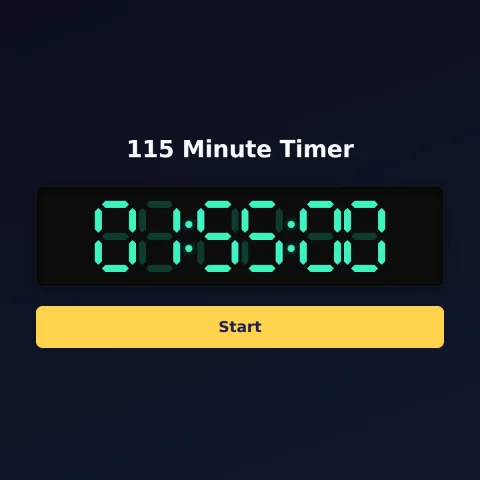 The Time and Space Science 115-minute timer: the digital read-out showing 115 minutes and a Start button