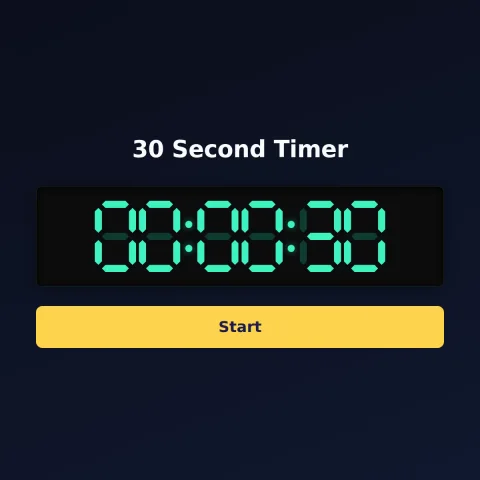 The Time and Space Science 30-second timer: the digital read-out showing 30 seconds and a Start button