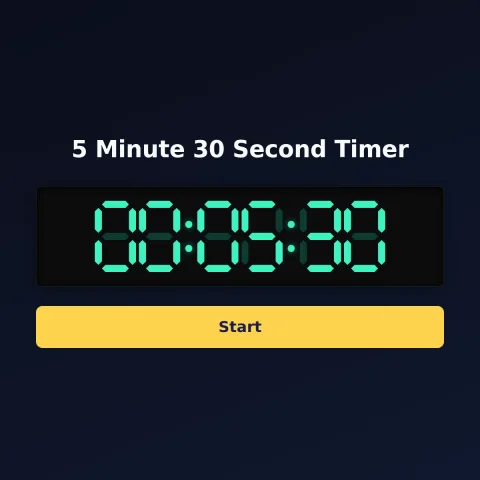The Time and Space Science 5-minute-30-second timer: the digital read-out showing 5 minutes 30 seconds and a Start button
