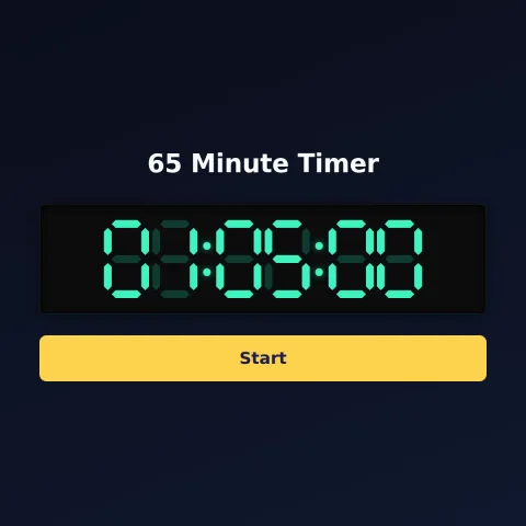 The Time and Space Science 65-minute timer: the digital read-out showing 65 minutes and a Start button