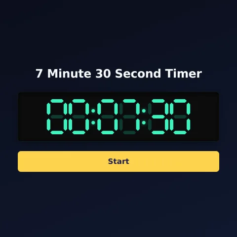 The Time and Space Science 7-minute-30-second timer: the digital read-out showing 7 minutes 30 seconds and a Start button