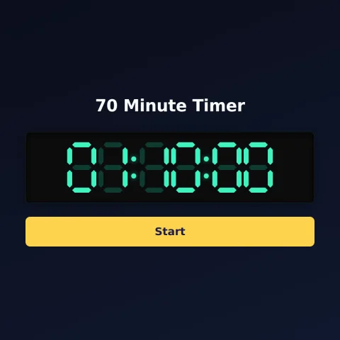 The Time and Space Science 70-minute timer: the digital read-out showing 70 minutes and a Start button