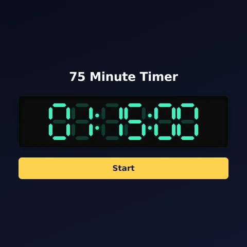 The Time and Space Science 75-minute timer: the digital read-out showing 75 minutes and a Start button