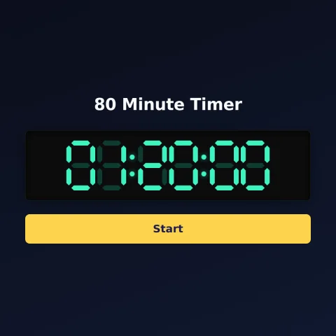 The Time and Space Science 80-minute timer: the digital read-out showing 80 minutes and a Start button