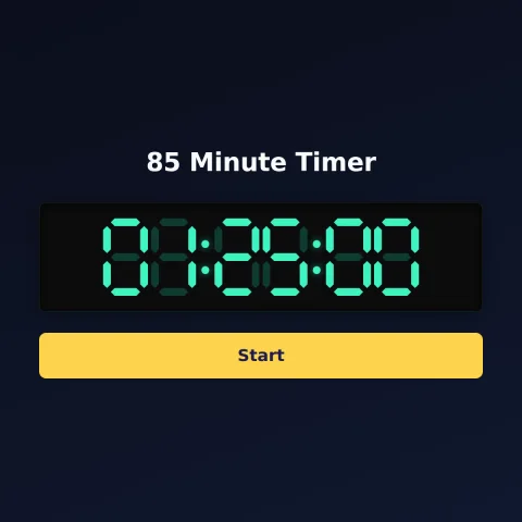 The Time and Space Science 85-minute timer: the digital read-out showing 85 minutes and a Start button