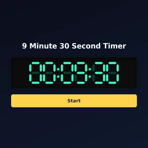 The Time and Space Science 9-minute-30-second timer: the digital read-out showing 9 minutes 30 seconds and a Start button
