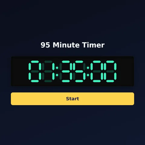The Time and Space Science 95-minute timer: the digital read-out showing 95 minutes and a Start button
