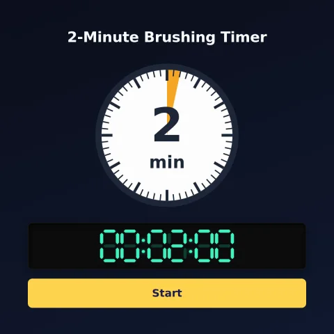 The Time and Space Science 2-minute timer: an analog dial with 2 minutes shaded orange, the digital read-out and a Start button